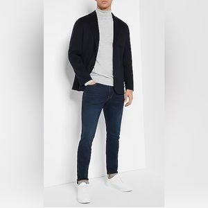 89. Express Slim Solid Blue Wool-Blend Hand Finished Blazer